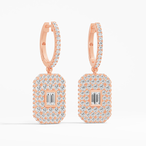 Exquisitos pendientes de aro de oro de 2,24 Ctw de 14K/18K con Baguette y diamantes cultivados en laboratorio, regalo perfecto para boda y compromiso - Product Image 4