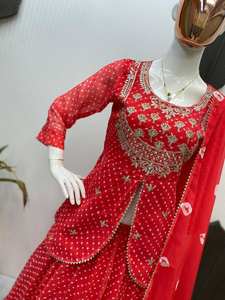 Para esta próxima temporada de Rakhi, Tej, Savan y Navaratri, nuestro exclusivo lehenga choli de georgette estampado de secado rápido, completamente cosido, ideal para fiestas. - Product Image 2