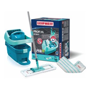 Juego de limpieza de suelos Leifheit con prensa con ruedas y juego de mopa de tela Micro Duo PROFI XL 55096 - Product Image 2