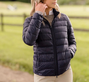 Custom 2026 Women's <b>Navy</b> Quilted Puffer Pants Lightweight Zip Front Polyester/Nylon Outerwear for Equestrian Use - Product Image 1