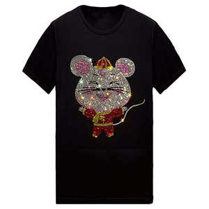 Camiseta 100% algodón para hombre, corte holgado, estampada, venta al por mayor, nuevo diseño, camisetas con pedrería para hombre, moda urbana, estampada - Product Image 1