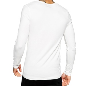 T-shirt à manches longues 100% coton pour hommes, de qualité supérieure, à col rond, teint uni, décontracté, BD - Product Image 2