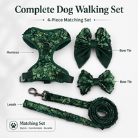 Ensemble de harnais de luxe en peluche pour chien avec gilet réglable, laisse et nœud papillon – Accessoires de promenade doux et respirants pour animaux de compagnie – Vente en gros personnalisée
