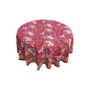 White 100% Cotton <b>Round</b> <b>Tablecloth</b> Handmade Block Printed Well Absorbing 20 Sheeting 220 Cms Bulk Supply - Product Image 5