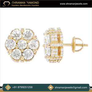 Joyería de moda de diseño moderno de calidad superior 4 CTS 10K Gold Custom Cluster Lab Grown Diamond Pendiente para mujer - Product Image 2