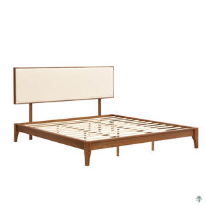 <b>King</b> <b>Size</b> 12 Inch Bamboo Platform <b>Bed</b> with Adjustable Headboard Easy Assembly Solid Dry <b>Wood</b> <b>Frame</b> Upholstered Bedframe - Product Image 5