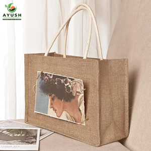 Sacs à provisions personnalisables en fibres végétales de jute de grande capacité pour Shopping Picnic & Beach - Product Image 4