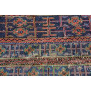 Alfombra turca vintage, diseño de retazos étnico, azul y rojo, área grande clásica, látex de lana de 2,4x4,9 pies para pasillo rectangular para adolescentes - Product Image 5