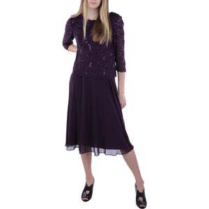 Abito da sera da donna Alex Evenings, nero, taglia M, con paillettes, pizzo a contrasto e tessuto in chiffon, vita naturale - Product Image 1