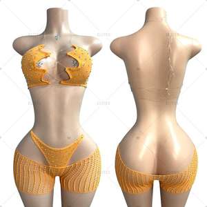 Women Dance Club Suits Shiny Bodycon <b>Jumpsuits</b> Sexy <b>Rhinestone</b> Party Bodysuits for Nightclub Wear - Product Image 3