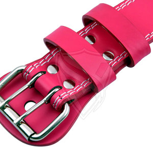 Pink Cowhide Waist Support <b>Belt</b> Adjustable Buckle Closure Non-Slip <b>Weight</b> Lifting Strength <b>Training</b> Unisex - Product Image 3