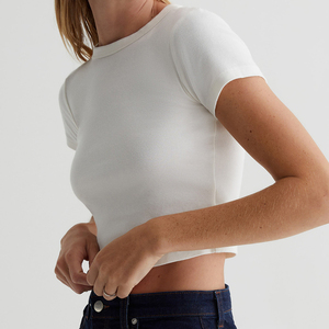 เสื้อยืดริบเจอร์ซี่สำหรับเด็กทารกเสื้อครอปผ้าฝ้าย100% สั่งทำปักลายฤดูร้อน - Product Image 2