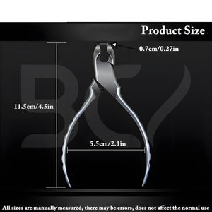 Coupe-ongles en acier inoxydable avec poignées rainurées, capuchon en plastique, lame courbée, ouverture large, professionnel, durable, pour podologie - Product Image 2