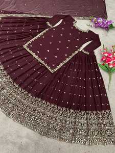 Lehenga-tela de diseñador con Top y Dupatta de imitación, tela de Georgette, bordado de secuencia, ropa de trabajo para fiesta, ropa de boda tradicional - Product Image 2