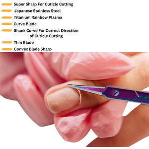 Tijeras profesionales de manicura de Punta puntiaguda, hoja curva Extra fina, tijeras afiladas para cutículas, corte fino de acero inoxidable - Product Image 5