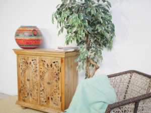 2 grands compartiments sculptés à la main armoire en bois de manguier massif naturel - Product Image 2