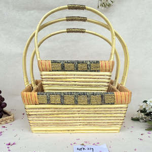 Panier en osier tressé rectangulaire fait à la main, panier décoratif pour fruits, fleurs, pique-nique, rangement - Product Image 3