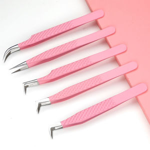 Pinces à épiler pour extensions de cils en acier inoxydable de haute qualité, pointe pointue, pointe en fibre, prix bas, marque privée, outil de beauté, utilisation en salon - Product Image 2