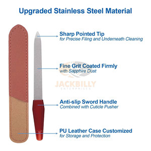 Lima de uñas de metal Premium Punta puntiaguda Uñas naturales Lima de uñas de doble cara de acero inoxidable de 5 pulgadas Manicura - Product Image 3