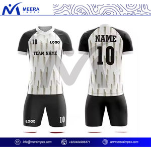 Wholesale Sublimation Soccer Uniform Custom <b>Black</b>/<b>White</b> Color Soccer Jersey Breathable Fabric V-Neck Football Uniform for Men - Product Image 2