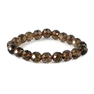 Natural Smoky Quartz 10mm Beads Faceted / Diamond Cut Bracelet | Wholesale Healing Gemstone | Premium Quality Bracelet