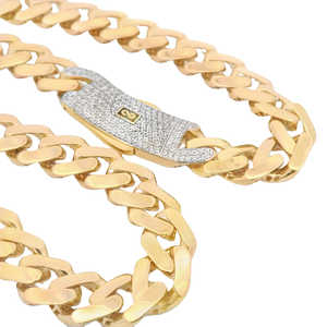 New Popular Bossy Look Best Selling 14k Hollow Cuban MONACI Chain for Men With a Safe <b>Lobster</b> <b>Clasp</b> Necklace for Men Cuban Link - Product Image 2