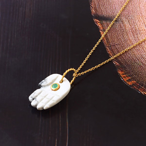 แฮมซาเงิน925จี้อัญมณีฮาวไลท์สลักด้วยมือจี้ดีธรรมชาติและเครื่องรางสำหรับสร้อยคอ - Product Image 2