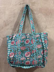 Indian Hand Block Printed <b>Quilted</b> Cotton Tote Bag Women Bohemian Open Dual Cover Solid Color <b>Summer</b>/Winter Fashion Shopping - Product Image 2