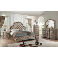 Ensemble de chambre à coucher de luxe royal en bois de mahogany massif, cuir PU, sculpture à la main, fabrication artisanale, tailles personnalisées pour meubles de maison