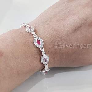 Pulsera de Mujer con Piedra Preciosa de Rubí Natural, Piedra de Nacimiento de Julio, Regalo de Aniversario, Navidad, Joyería Hecha a Mano, Pulsera de Plata de Ley 925 - Product Image 2