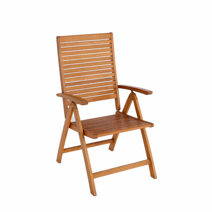Hot Selling Reclining 5 Positions Foldable Chair Acacia Wood Durable and Comfortable for Restaurant Outdoor Area