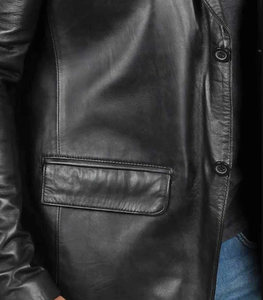 Haute qualité 100% en cuir véritable Style britannique décontracté coupe ajustée Blazer hommes simple boutonnage hiver affaires veste respirant - Product Image 3