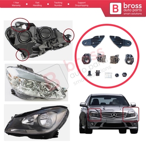 Support de fixation de phare BHL514+BHL515, jeu de languettes de réparation côté gauche et droit pour Mercedes Classe C W204 S204 C204 2007-2014 CL203 A20482011 - Product Image 5