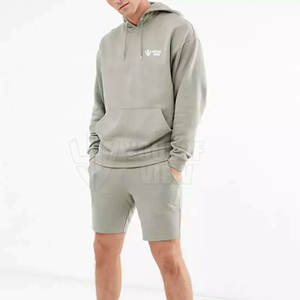 ชุดกางเกงขาสั้นมีฮู้ดสำหรับผู้ชายกางเกงขาสั้นสีพื้นพิมพ์ลายไซส์พิเศษสไตล์ลำลอง - Product Image 1