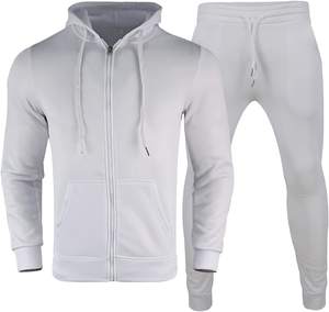 Nouveaux vêtements d'entraînement hommes plaine piste Jogging survêtement costume ensemble personnalisé blanc survêtement survêtement hommes 2 deux pièces pantalon ensemble à vendre - Product Image 2