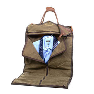 Canvas and Leather Vintage Garment <b>Bag</b> Travel Suit Custom Luxury Travel LCMA-0021 - Product Image 4