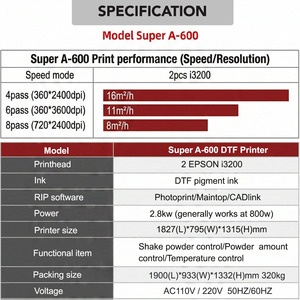 Imprimante DTF Super A600 60cm avec deux têtes d'impression I3200 A1, caméra CCD, installation facile, solution d'impression textile haute efficacité - Product Image 4