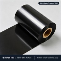 TS DOWREN Wax Resin Thermal Transfer Ribbon TM26 110mm x 300m Pita Printer Barcode Premium Kompatibel dengan Label Zebra TSC