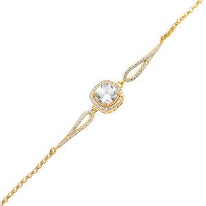 Square Cut Clear Zircon Stones Turkish Handmade Wholesale 925 Sterling Silver <b>Charm</b> <b>Bracelet</b> - Product Image 3