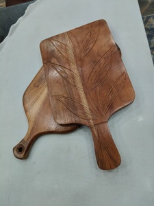 Round Acacia Wood Cutting Board with Handle for Home Kitchen Gift - Precise Handcrafted Wooden <b>Vegetable</b> <b>Chopper</b> - Product Image 2