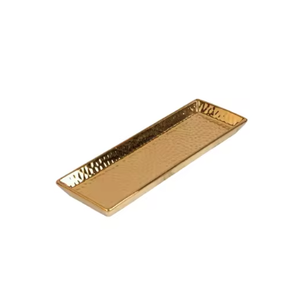 Llegada de lujo de bandejas de metal para servir Juego de dos bandejas de desayuno para servir alimentos con asas de metal Diseño único para servir alimentos - Product Image 2