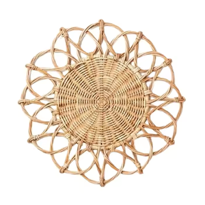 Plaque décorative en osier faite à la main Table à manger personnalisée Meilleur Viet Nam Spiral Design Flower Style Home Decor Rotin Type - Product Image 1