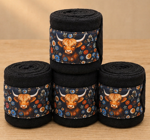 Ensemble de tapis de selle sublimé Western Bull / Voile anti-mouches / Couvre-ventouses / Couvre-attelles / Bandes de protection pour le polo - Ensemble assorti sublimé - Product Image 6