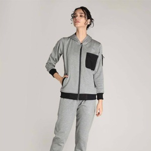 Survêtement à glissière à la mode pour femmes Ensemble de vêtements de sport deux pièces léger et à séchage rapide avec veste à fermeture éclair complète - Product Image 6