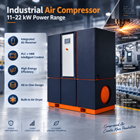 Compresseur d'air à vis intelligent 11 kW 13 bars, compresseur rotatif stationnaire avec réservoir d'air pour atelier d'usinage CNC