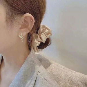 Boucles d'oreilles clous papillon en diamant rond et marquise de luxe, diamants cultivés en laboratoire, or massif 14 carats, certifiées IGI GIA, bijoux de perçage - Product Image 2