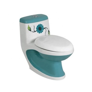 Asiento decorativo de inodoro montado en el suelo de una pieza, Color verde Aqua, diseño de baño