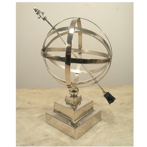 Nickel Polished Iron World Globe Sculpture For Home Office <b>Table</b> <b>Top</b> <b>Decorative</b> - Product Image 2