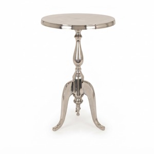 Luxury Silver Round Side <b>Table</b> Classic Aluminium Tripod <b>End</b> <b>Table</b> Decorative Metal Accent Drinks <b>Table</b> for Living Room - Product Image 1