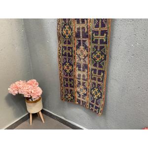 Alfombra Turca de 1.8x4.8 pies, Alfombra Azul Ombré de Lana - Product Image 2